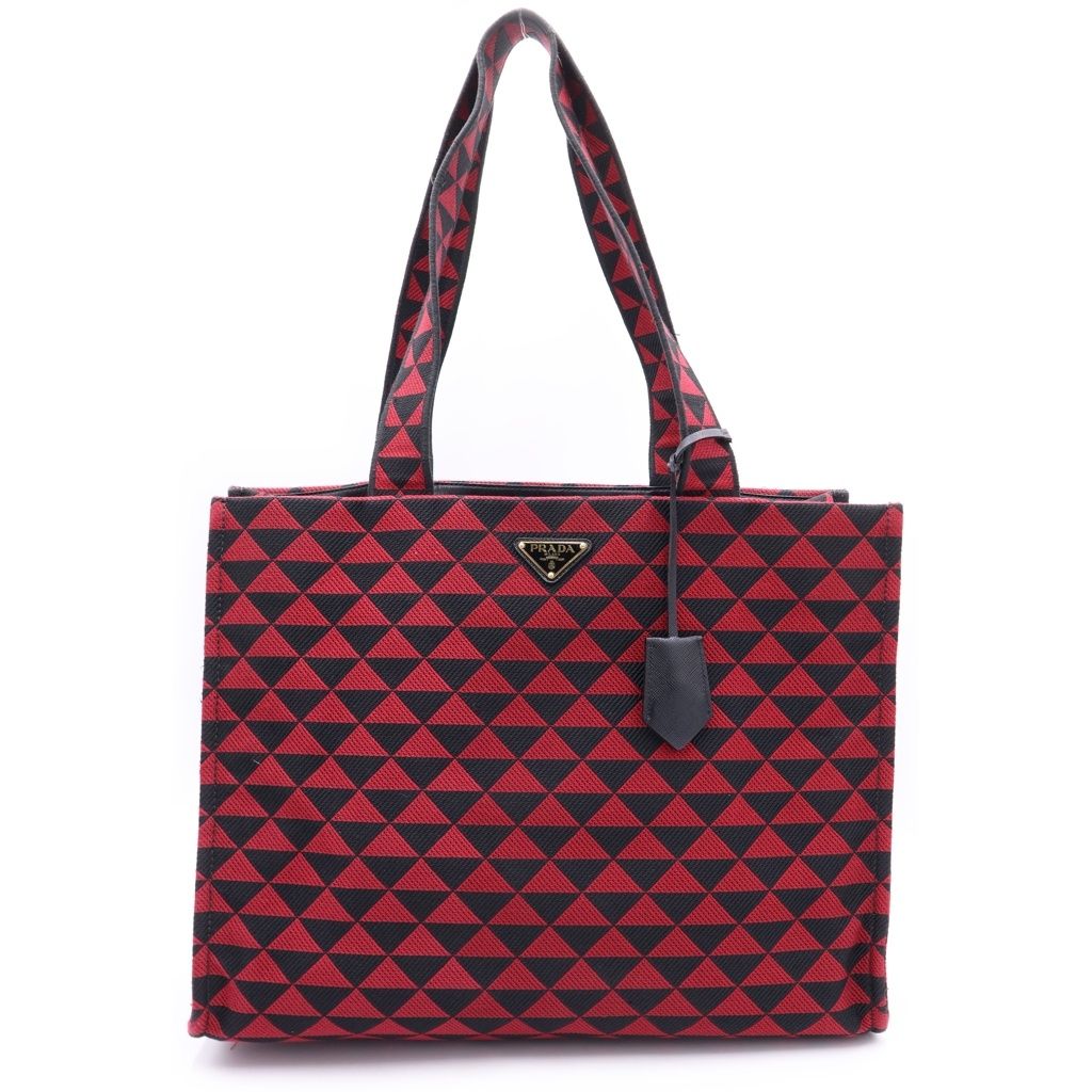 Prada Canvas Tote Red Black