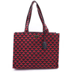 Prada Canvas Tote Red Black