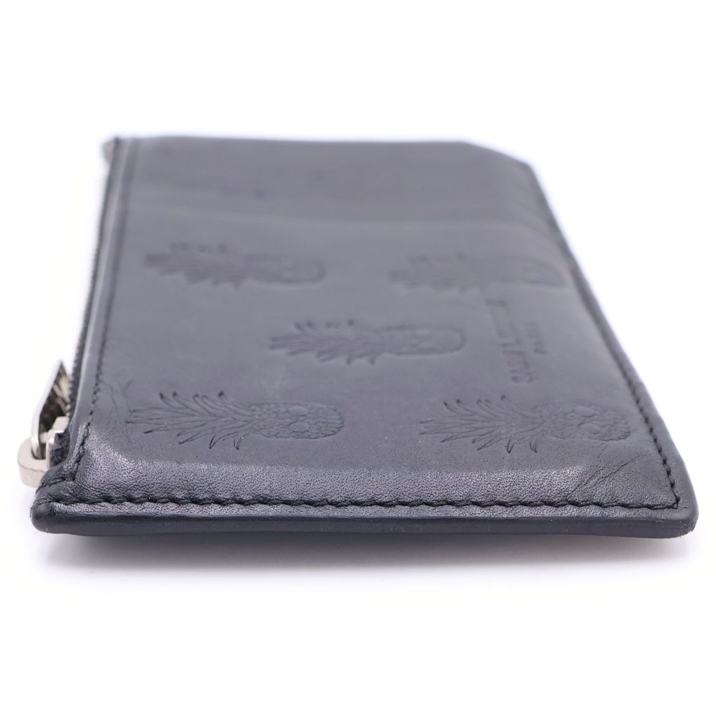 Saint Laurent Paris Skull Pineapple All Over Pattern Leather Card Case Black — view 3
