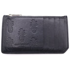 Saint Laurent Paris Skull Pineapple All Over Pattern Leather Card Case Black