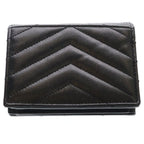 Saint Laurent Paris Cassandra Bifold Wallet Compact Coin Case Black Leather Gold — view 2