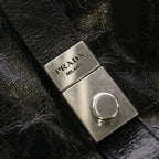 Prada Small Leather Tote Handbag Black — view 6