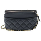 Chanel Quilted Shoulder Bag Chain Black Lambskin Gold — view 2