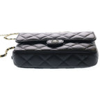 Chanel Quilted Shoulder Bag Chain Black Lambskin Gold — view 4