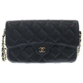 Chanel Quilted Shoulder Bag Chain Black Lambskin Gold