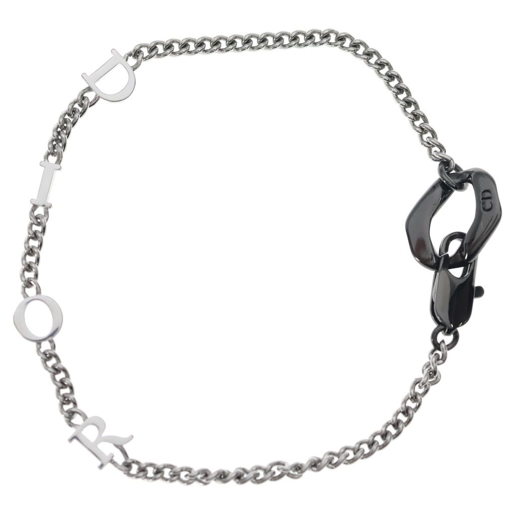 Dior Contrast Chain Bracelet Silver Black