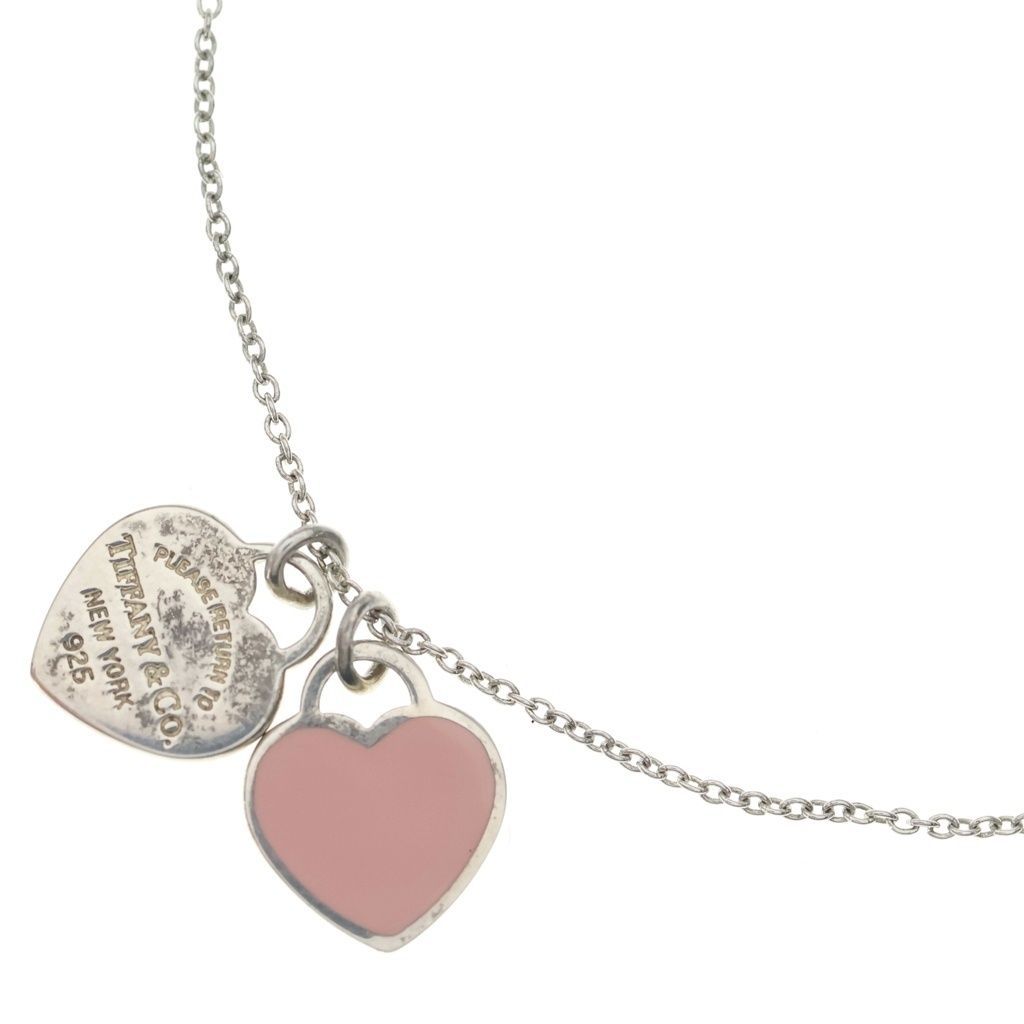 Tiffany & Co Return to Double Heart Pendant Chain Silver Pink