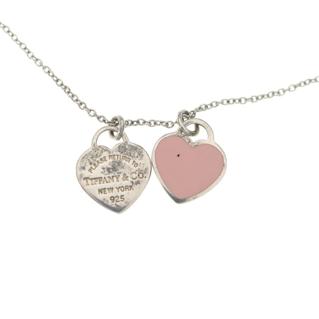 Tiffany & Co Return to Double Heart Pendant Chain Silver Pink — view 3