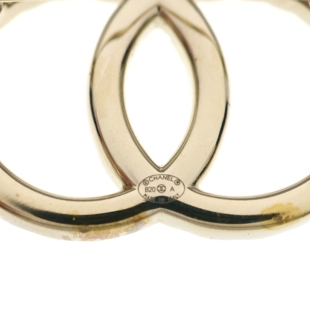 Chanel CC Logo Brooch Pin Badge Rhinestone Gold — view 5