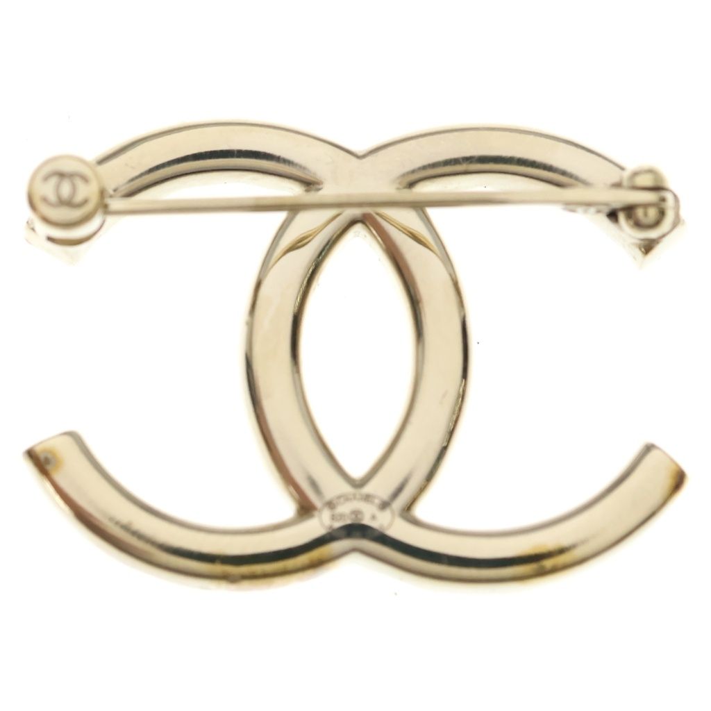 Chanel CC Logo Brooch Pin Badge Rhinestone Gold — view 2