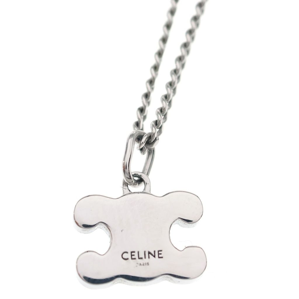 Celine Triomphe Rhinestone Pendant Chain Silver — view 5