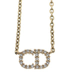 Dior CD Logo Rhinestone Pendant Chain Gold — view 3