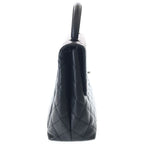Chanel Quilted Top Handle 30 Caviar Leather Silver Turnlock Handbag Black — view 3