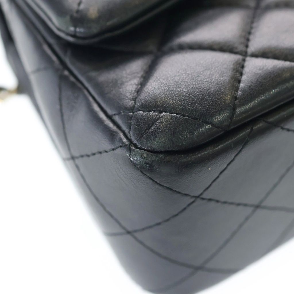 Chanel Mini Quilted 20 Lambskin Gold Turnlock Single Flap Chain Shoulder — view 6