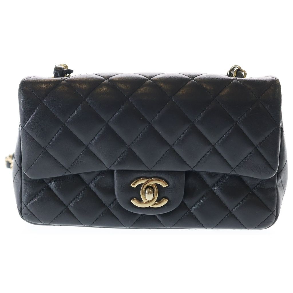 Chanel Mini Quilted 20 Lambskin Gold Turnlock Single Flap Chain Shoulder