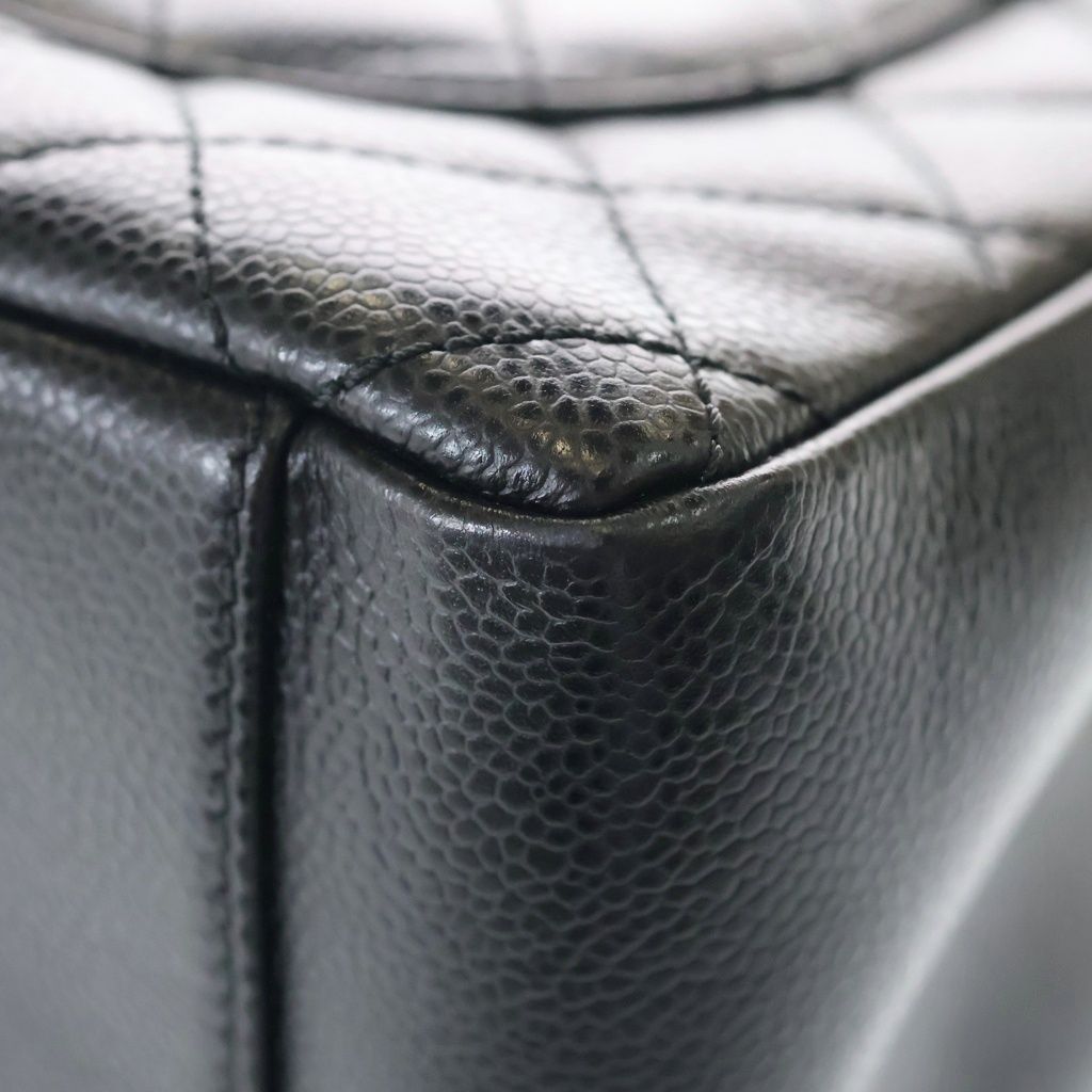 Chanel Quilted Grand Shopping Tote GST Caviar Leather Silver Chain Black — view 6