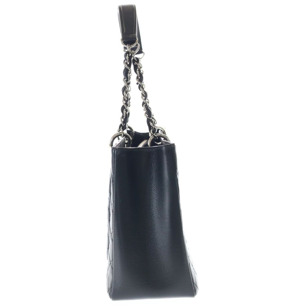 Chanel Quilted Grand Shopping Tote GST Caviar Leather Silver Chain Black — view 3