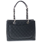Chanel Quilted Grand Shopping Tote GST Caviar Leather Silver Chain Black — view 2
