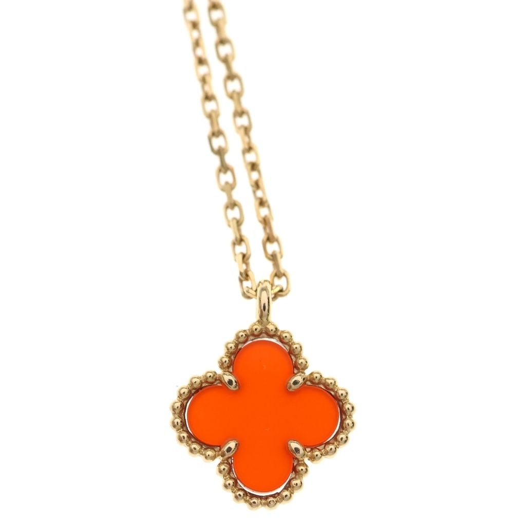 Van Cleef & Arpels Sweet Alhambra Canelian 18k Pink Gold Necklace — view 3
