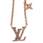 Louis Vuitton LV Iconic Logo Rhinestone Pendant Chain Pink Gold — view 3