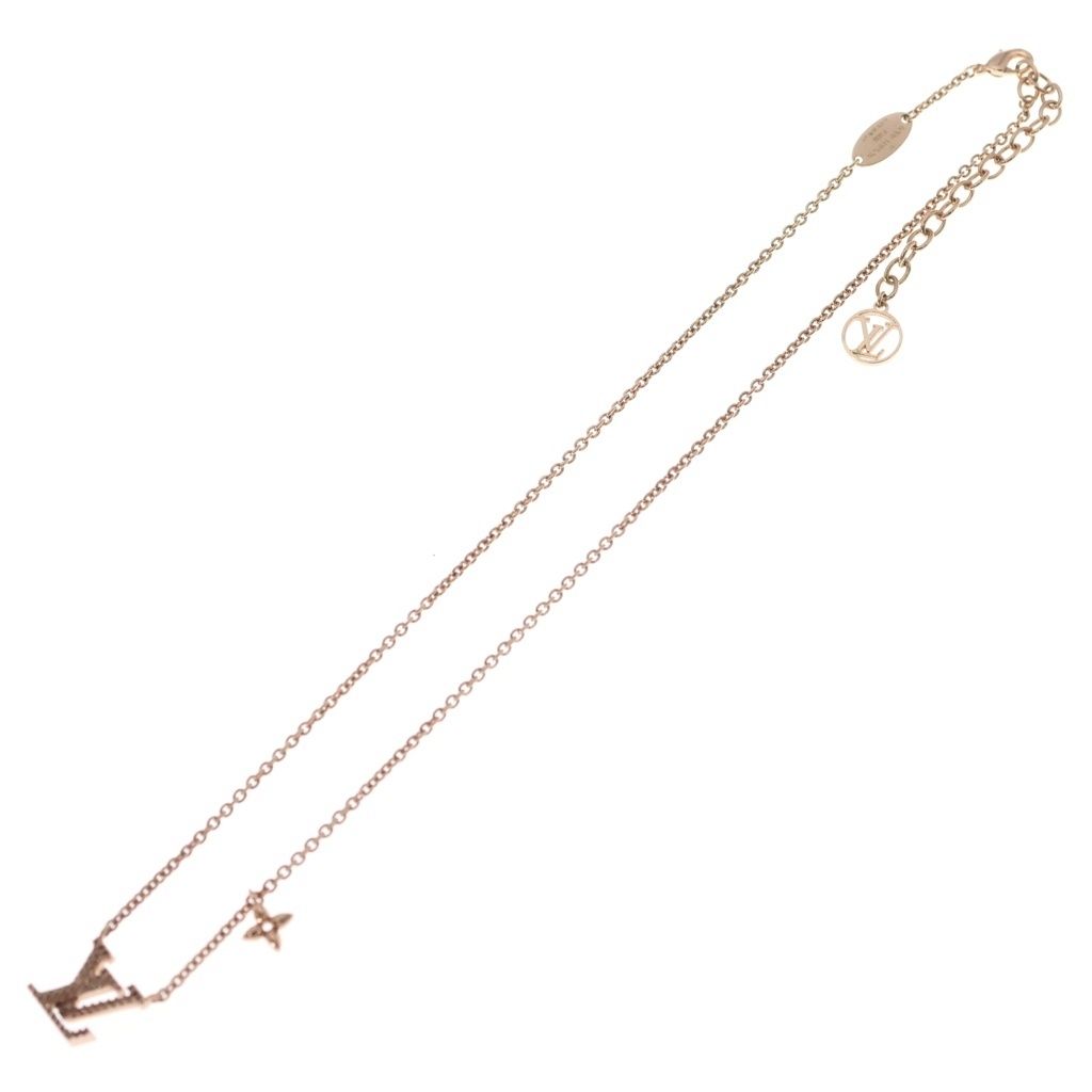 Louis Vuitton LV Iconic Logo Rhinestone Pendant Chain Pink Gold — view 2