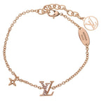 Louis Vuitton LV Iconic Logo Rhinestone Bracelet Pink Gold