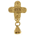 Chanel CC Logo Bell Cross Motif Brooch Gold