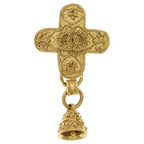 Chanel CC Logo Bell Cross Motif Brooch Gold