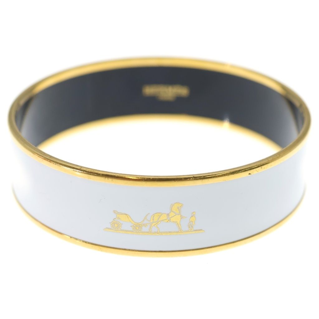 Hermes Enamel GM Bracelet Bangle White