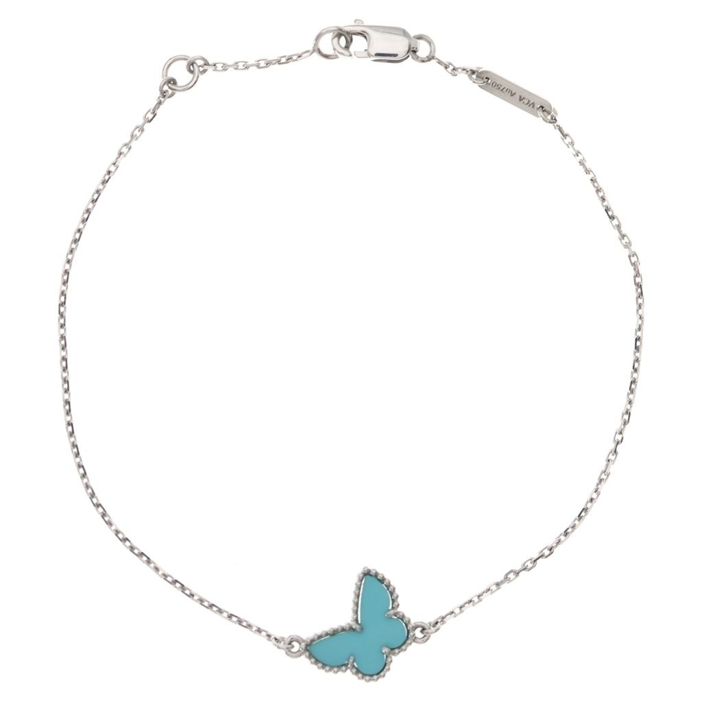 Van Cleef & Arpels Sweet Alhambra Papillon Turquoise 18k White Gold Bracelet