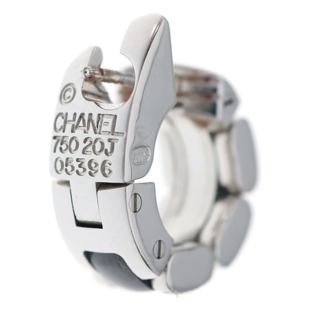 Chanel Ultra 18k White Gold 750 Black Ceramic Diamond Hoop Earrings — view 2