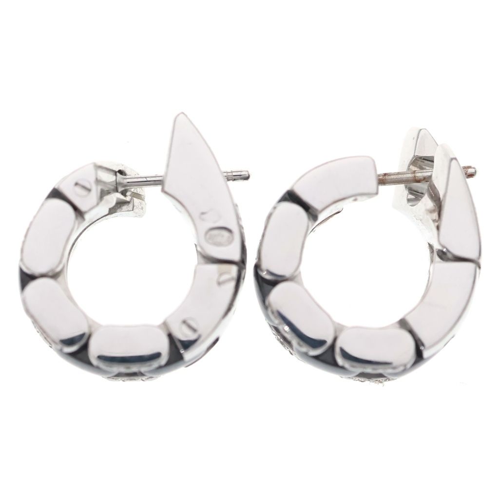 Chanel Ultra 18k White Gold 750 Black Ceramic Diamond Hoop Earrings — view 3
