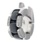 Chanel Ultra 18k White Gold 750 Black Ceramic Diamond Hoop Earrings
