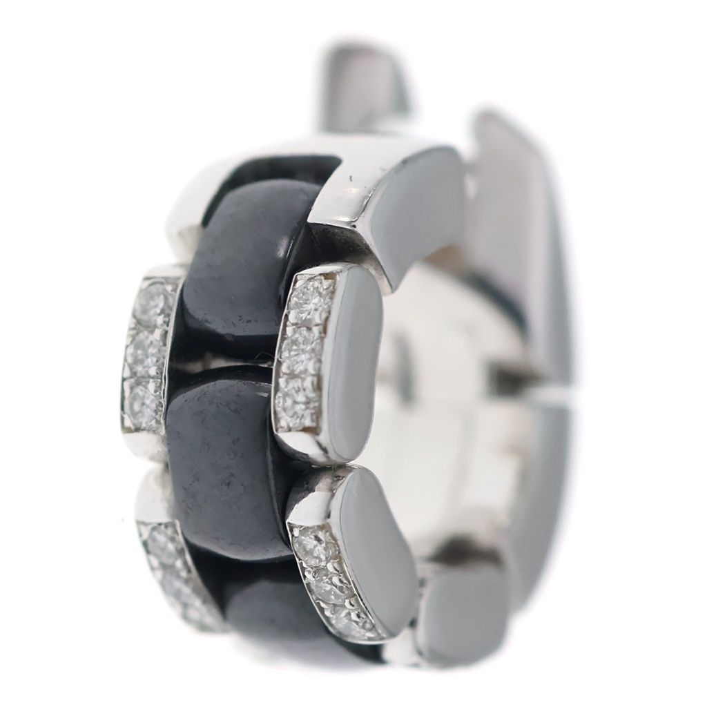 Chanel Ultra 18k White Gold 750 Black Ceramic Diamond Hoop Earrings