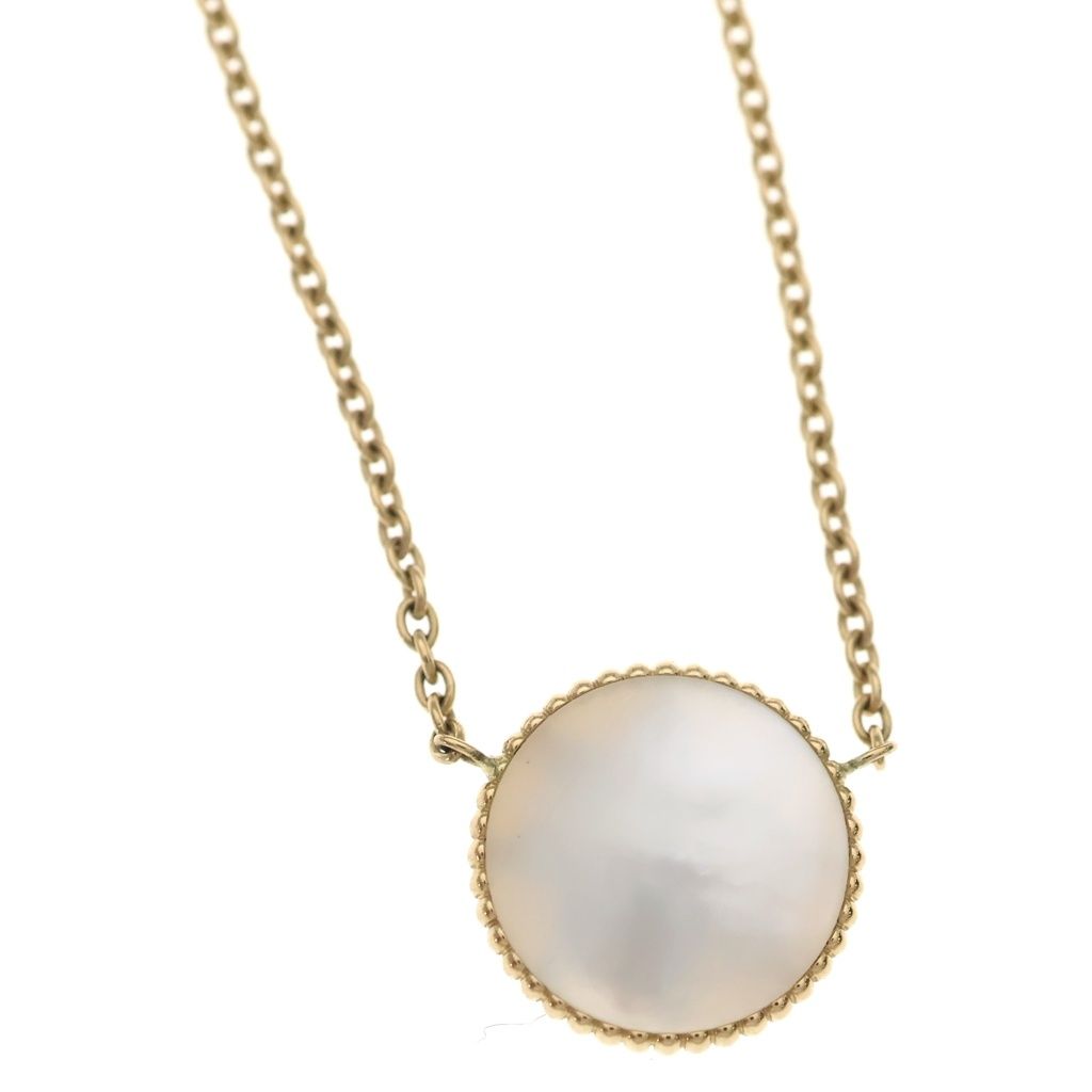 Dior Rose Des Vents Pearl Diamond Medallion 18k Yellow Gold Necklace — view 5