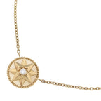 Dior Rose Des Vents Pearl Diamond Medallion 18k Yellow Gold Necklace