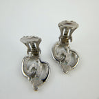 Dior Knot Motif Earrings Plated Rhinestone Silver Vintage — view 4