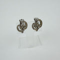 Dior Knot Motif Earrings Plated Rhinestone Silver Vintage