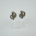 Dior Knot Motif Earrings Plated Rhinestone Silver Vintage
