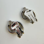 Dior Knot Motif Earrings Plated Rhinestone Silver Vintage — view 3