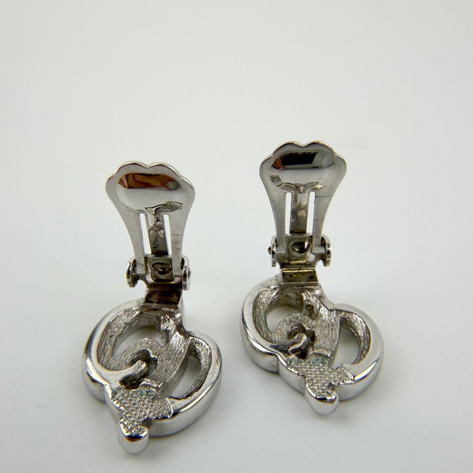 Dior Knot Motif Earrings Plated Rhinestone Silver Vintage — view 5