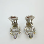 Dior CD Logo Rope Motif Earrings Plated Silver Vintage — view 4