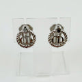 Dior CD Logo Rope Motif Earrings Plated Silver Vintage