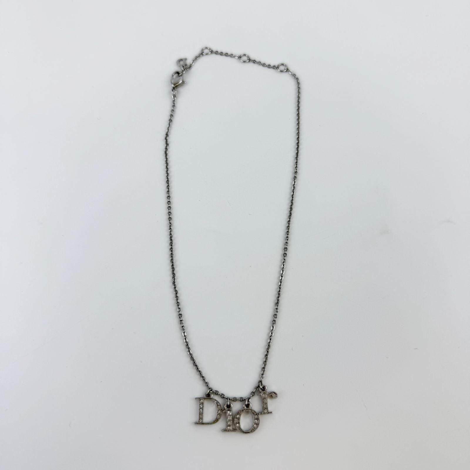Dior Logo Charm Necklace Plated Silver Vintage — view 2