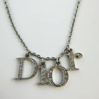 Dior Logo Charm Necklace Plated Silver Vintage — view 3