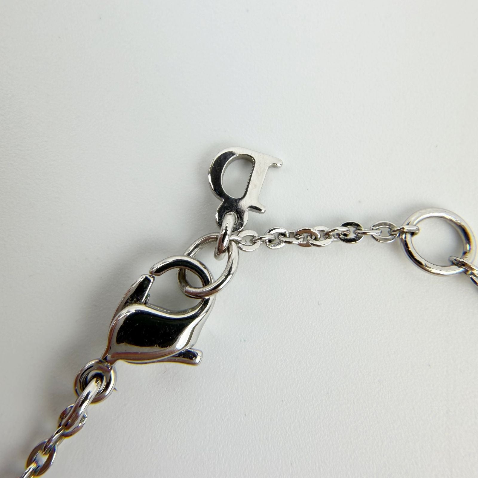 Dior Logo Charm Necklace Plated Silver Vintage — view 4