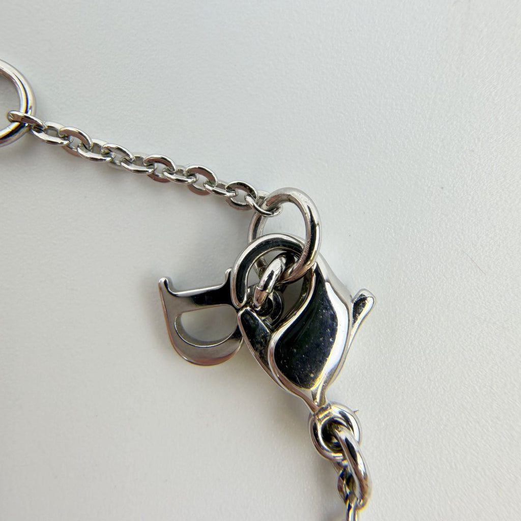 Dior Logo Charm Necklace Plated Silver Vintage — view 6