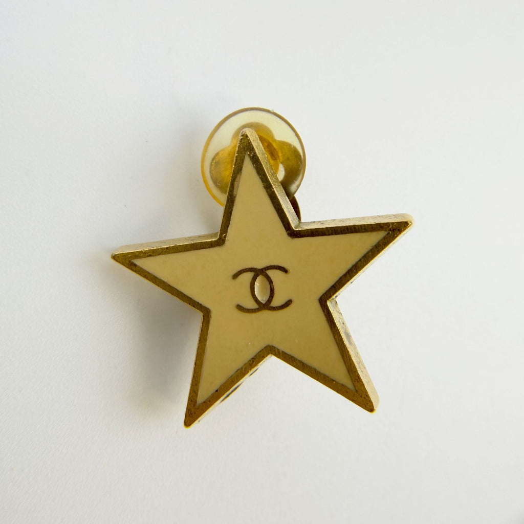 Chanel CC Logo Star Motif Single Earrings Plated Gold Vintage