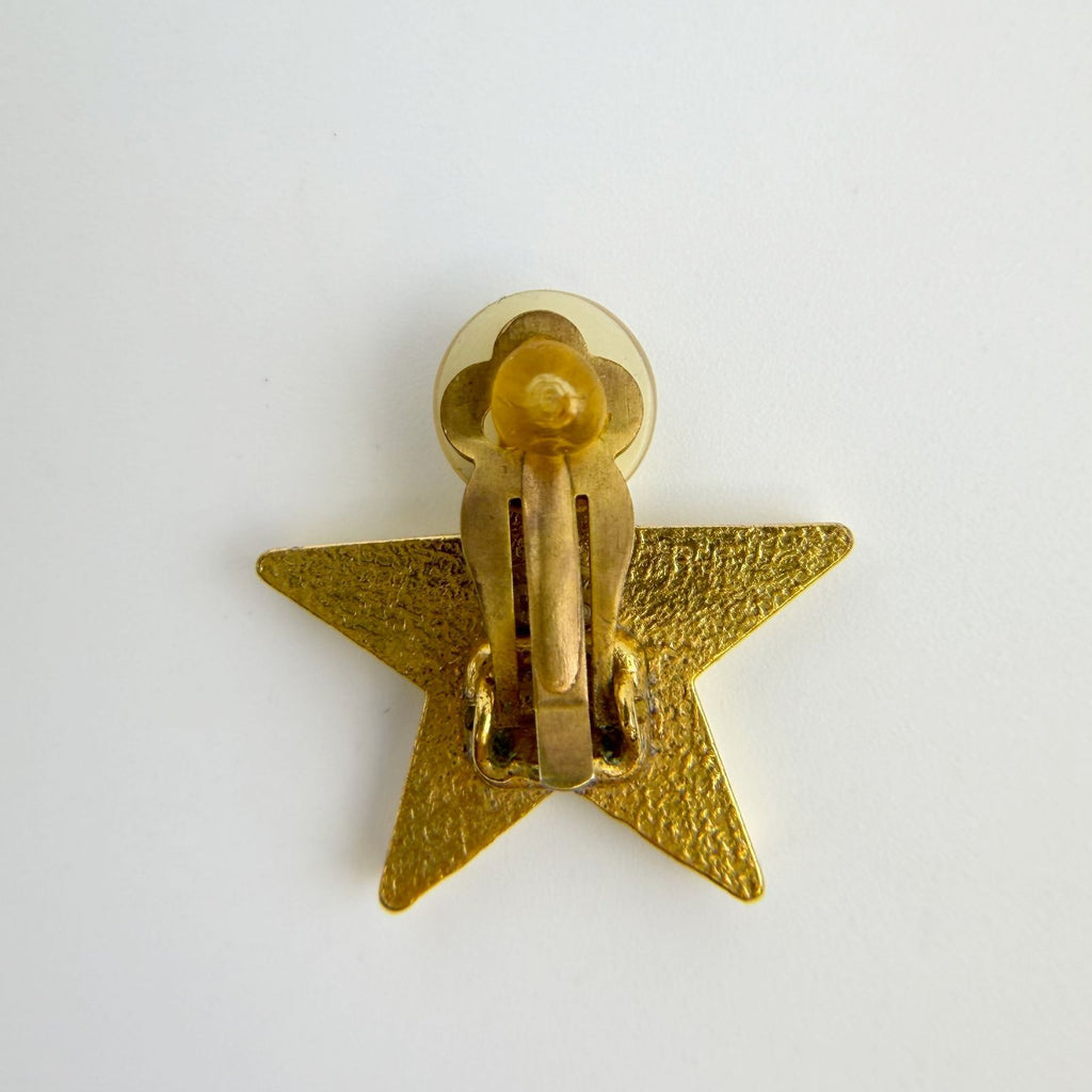 Chanel CC Logo Star Motif Single Earrings Plated Gold Vintage — view 2