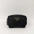 Prada Tessuto Nylon Triangle Logo Pouch Black Vintage